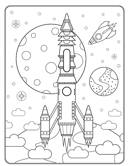 Kosmiczne naklejki kolorowanki - fragmenty do zabawy