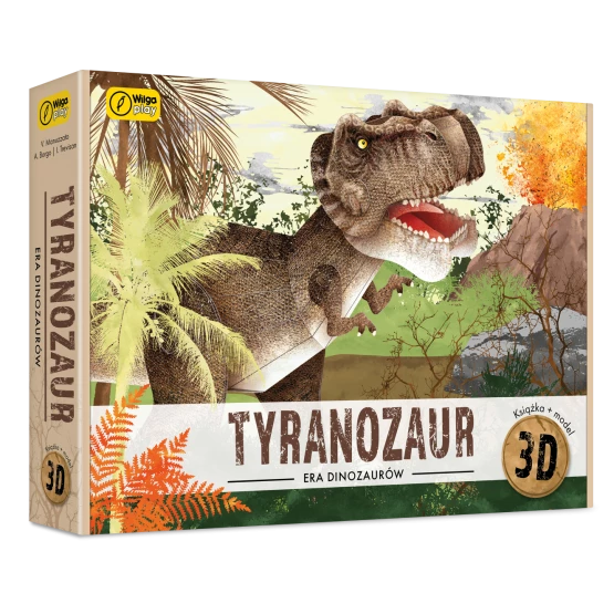 Gra wiosenne nowości wilgi z aktywnym czytaniea Tyranozaur. Puzzle 3D + książka
