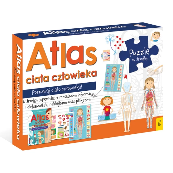 Książka Pakiet Atlas ciała człowieka: Atlas w zestawie z mapą i puzzlami Praca zbiorowa