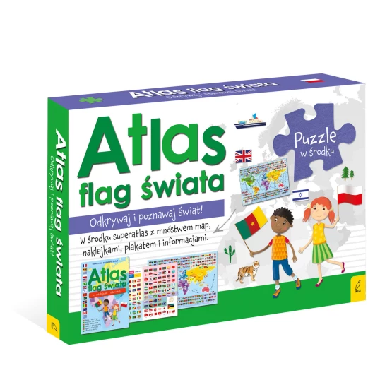 Książka Pakiet Atlas flag świata: Atlas. Plakat z mapą. Puzzle praca zbiorowa