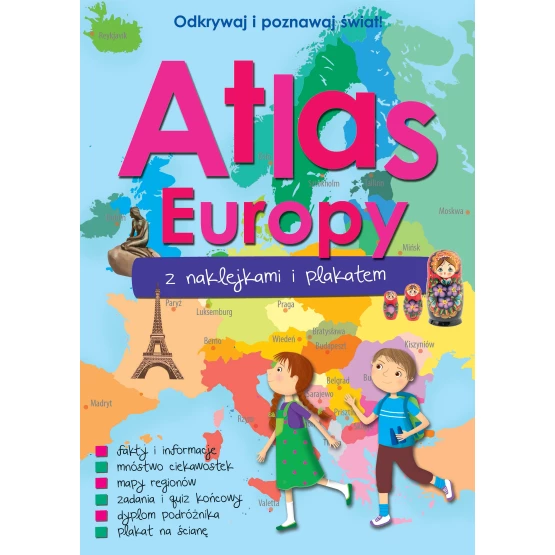 Książka Atlas Europy z naklejkami i plakatem Praca zbiorowa