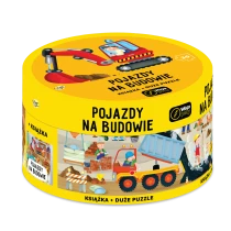 Praca zbiorowa Na okrągło. Pojazdy na budowie. Duże puzzle + książka
